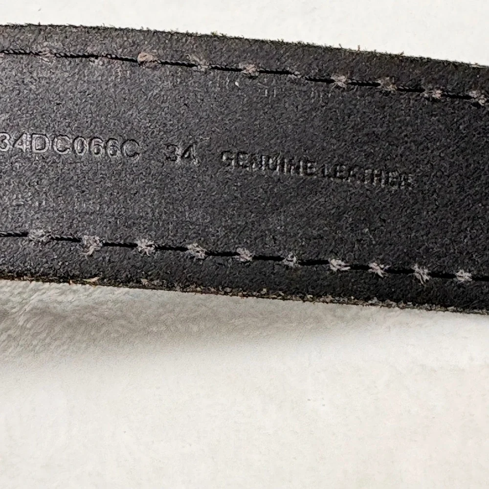 Vintage Inspo Brown Black Genuine Leather Belt Size 34 Rugged Boho Artisan